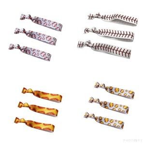 Set of 12 Baseball Pattern Hair Ties Set